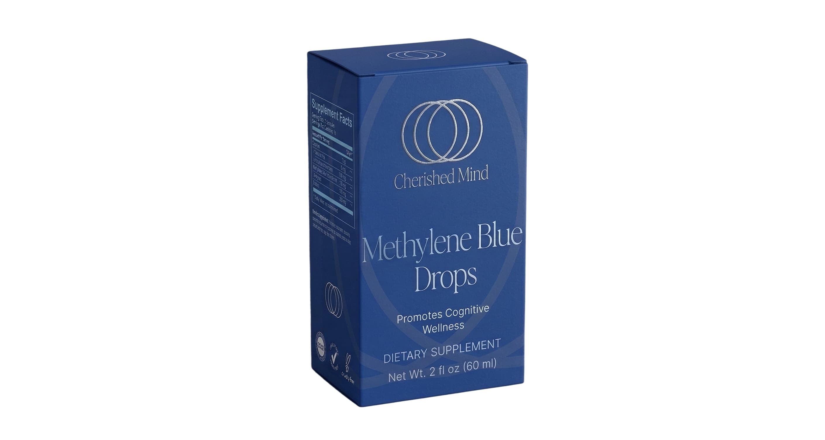 Evermind Methylene Blue Drops packaging with the Cherished Mind identity